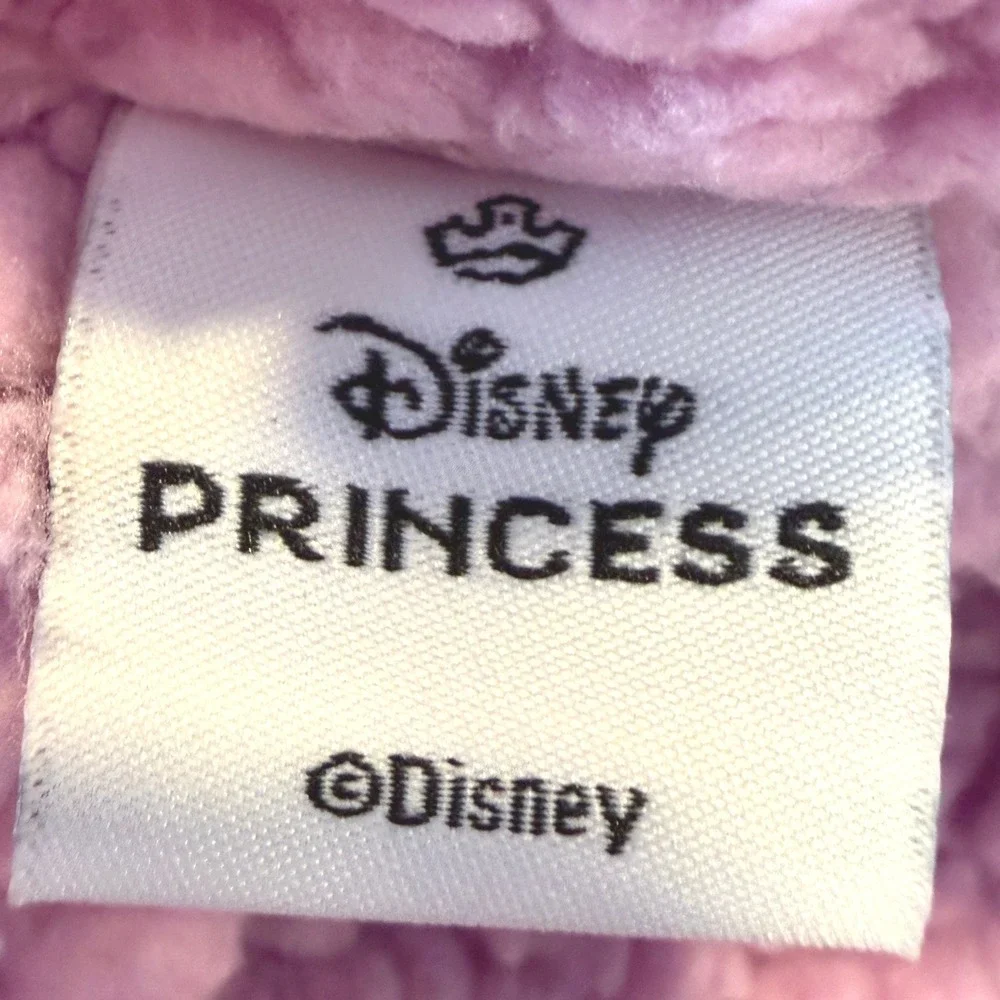 Disney Princess Hoodie Jacket Girls Blue Pink Faux Fur Sherpa Lined Zip Up Sz 7